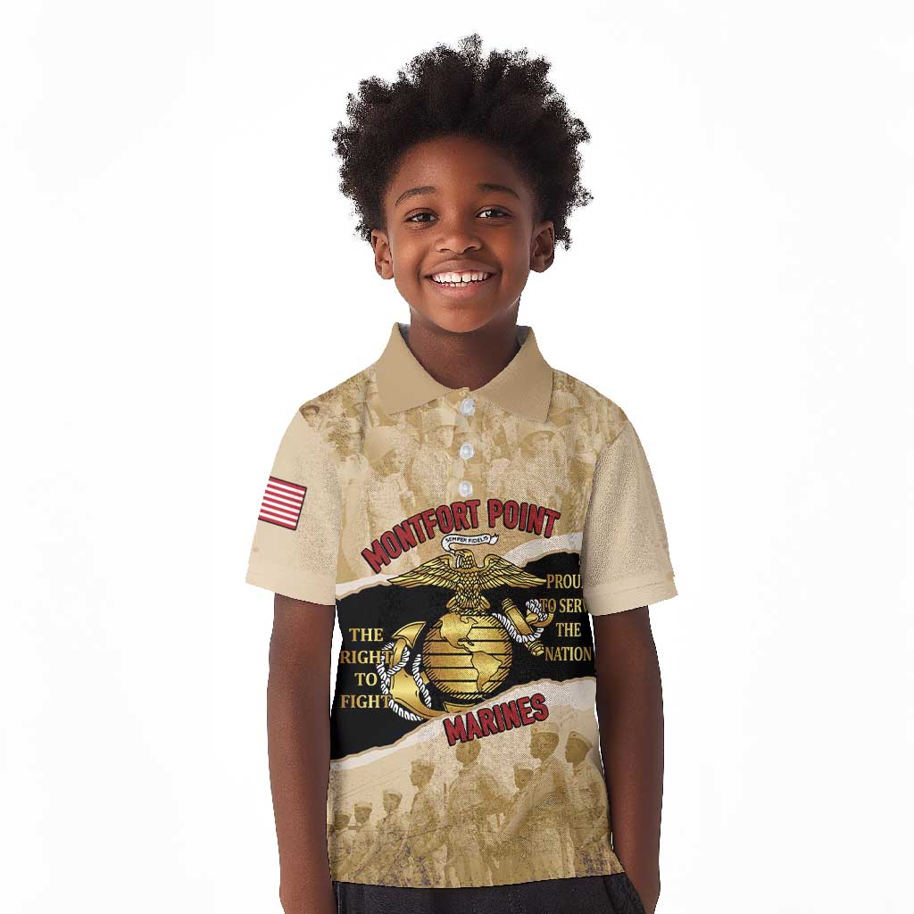Montfort Point Marines Kid Polo Shirt African American First To Fight Prejudice