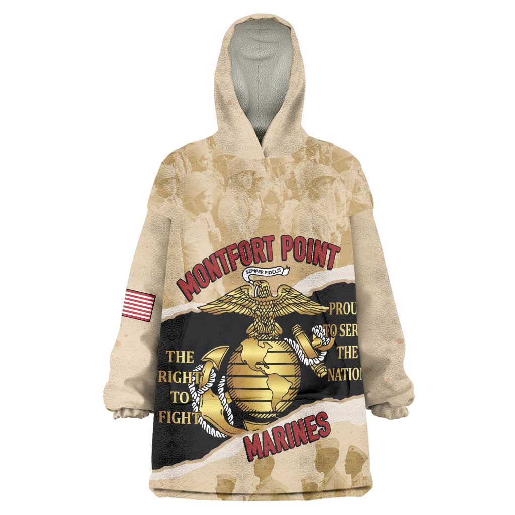 Montfort Point Marines Kid Wearable Blanket Hoodie African American First To Fight Prejudice