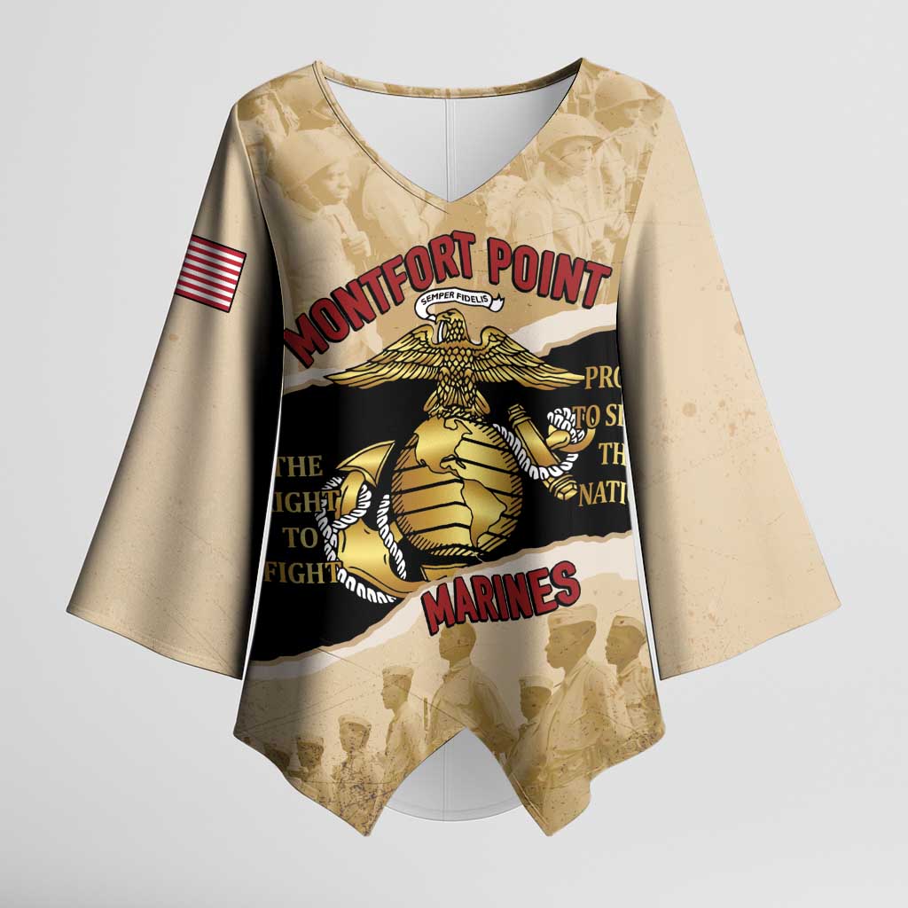 Montfort Point Marines Kimono Sleeve Blouse African American First To Fight Prejudice
