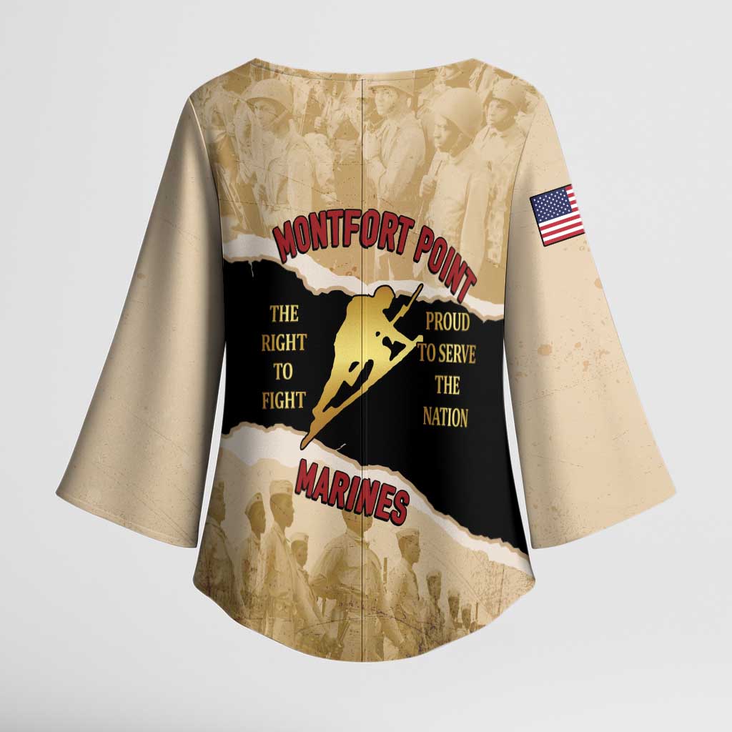 Montfort Point Marines Kimono Sleeve Blouse African American First To Fight Prejudice