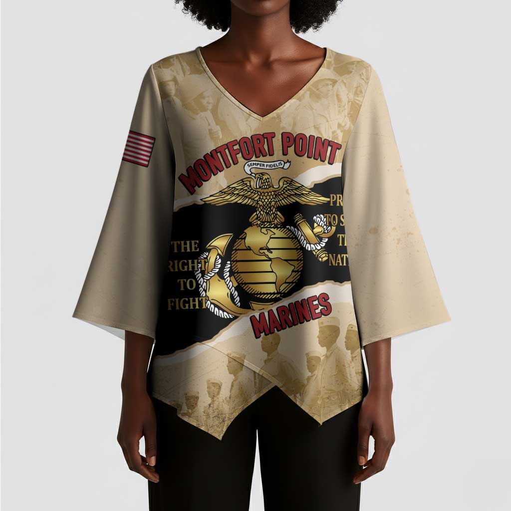 Montfort Point Marines Kimono Sleeve Blouse African American First To Fight Prejudice