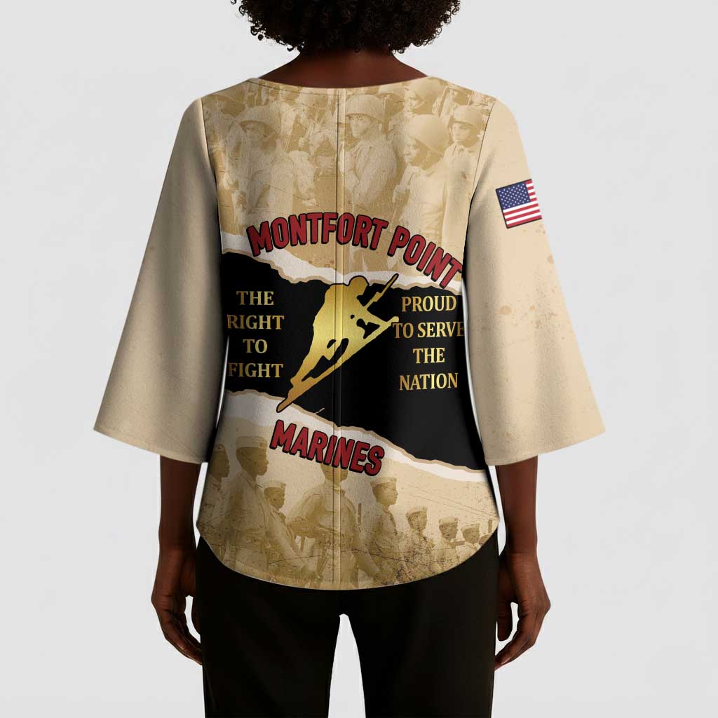 Montfort Point Marines Kimono Sleeve Blouse African American First To Fight Prejudice