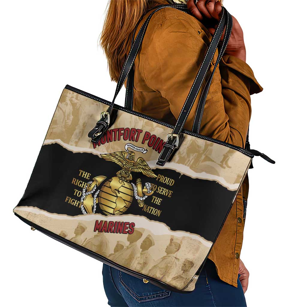 Montfort Point Marines Leather Tote Bag African American First To Fight Prejudice