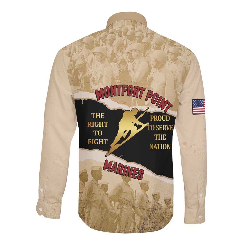Montfort Point Marines Long Sleeve Button Shirt African American First To Fight Prejudice