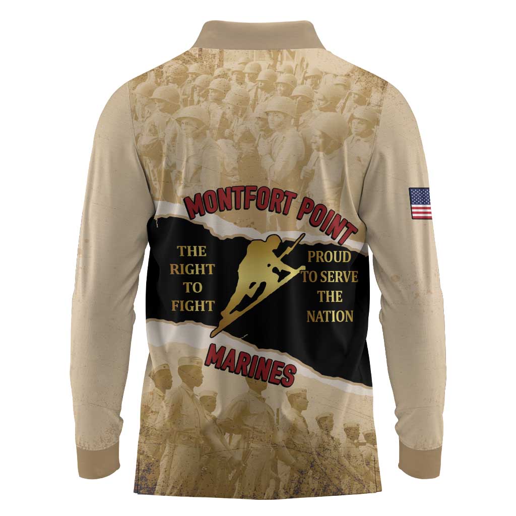 Montfort Point Marines Long Sleeve Polo Shirt African American First To Fight Prejudice