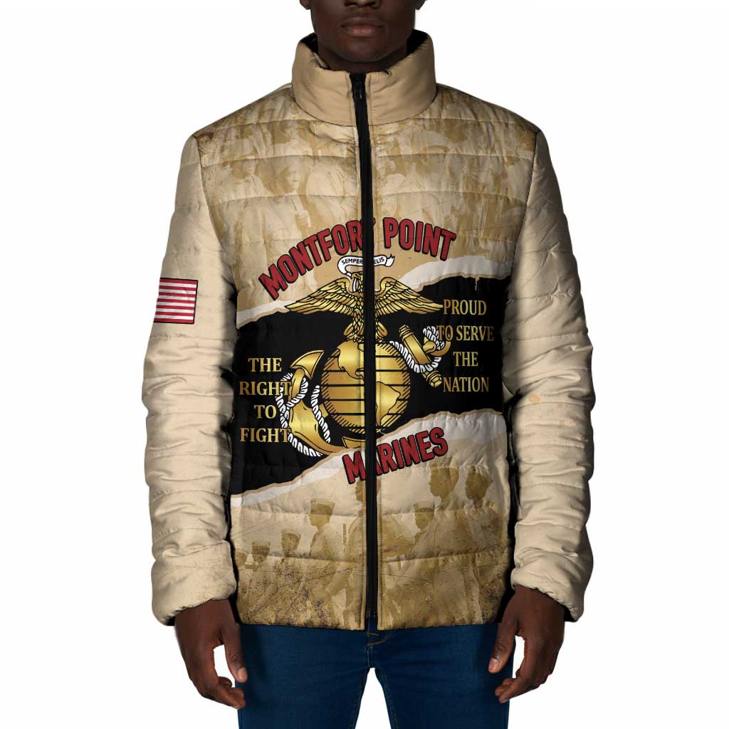 Montfort Point Marines Padded Jacket African American First To Fight Prejudice