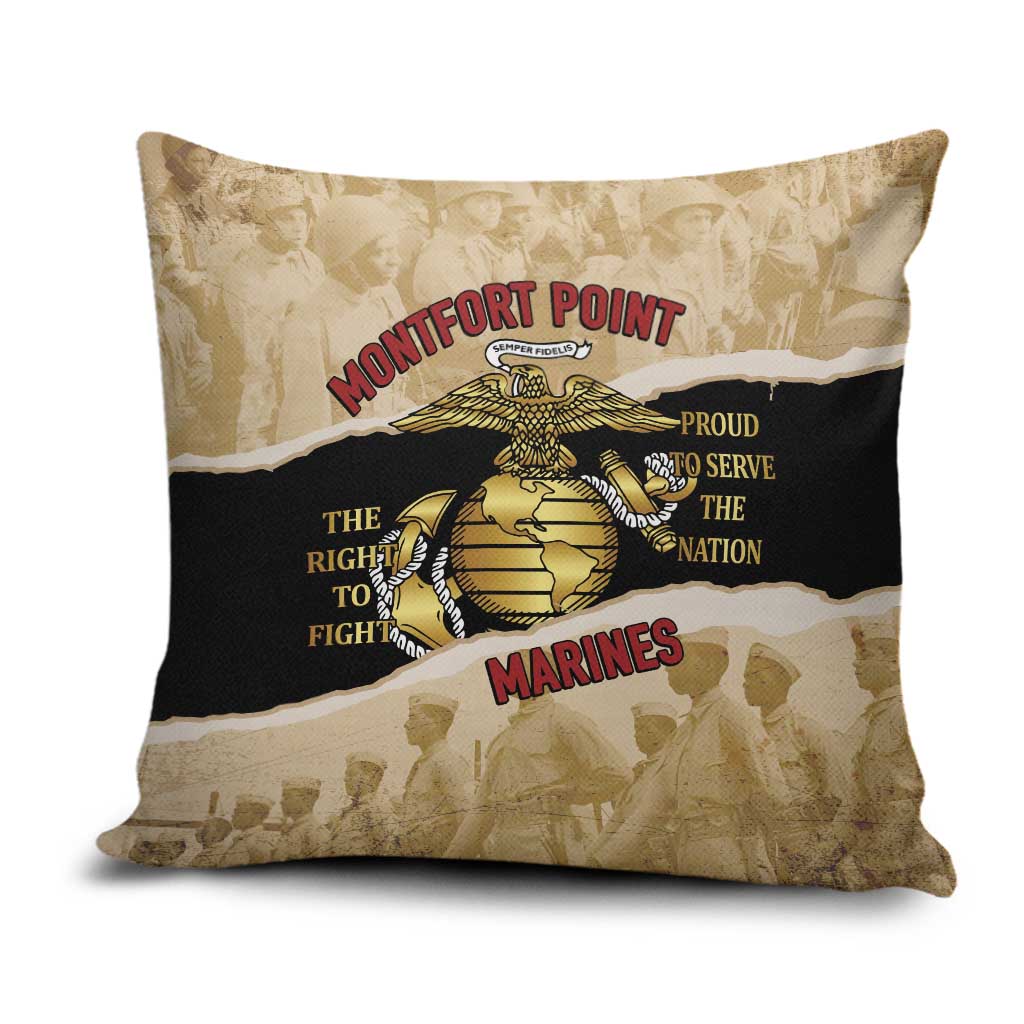 Montfort Point Marines Pillow Cover African American First To Fight Prejudice
