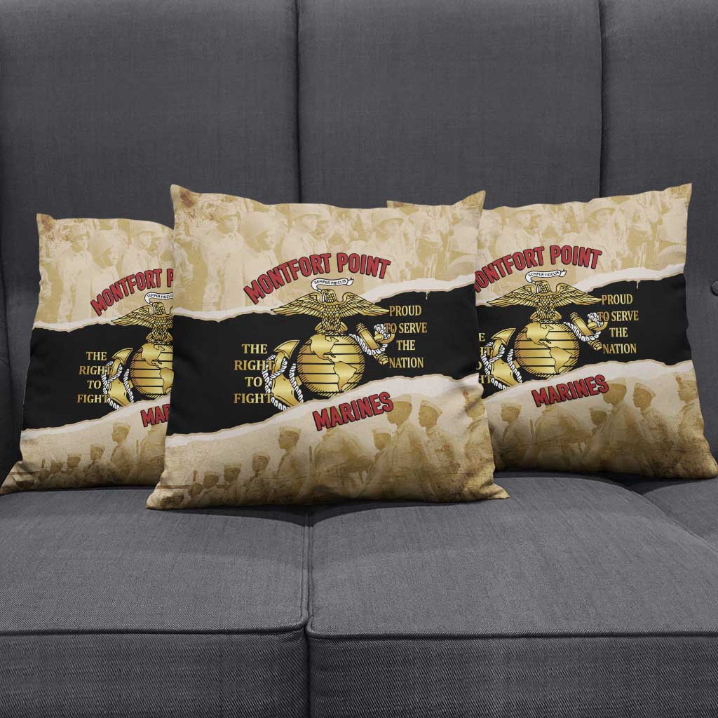 Montfort Point Marines Pillow Cover African American First To Fight Prejudice