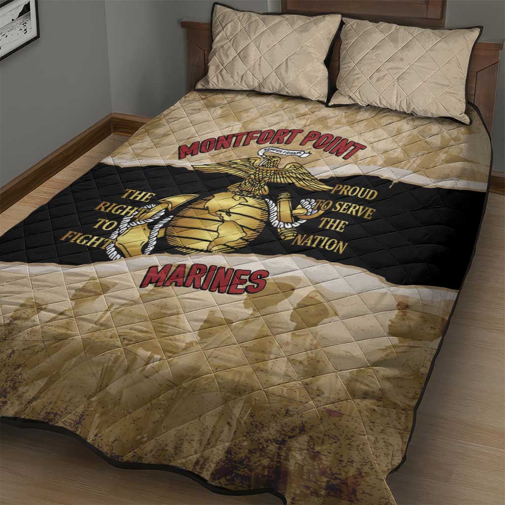 Montfort Point Marines Quilt Bed Set African American First To Fight Prejudice