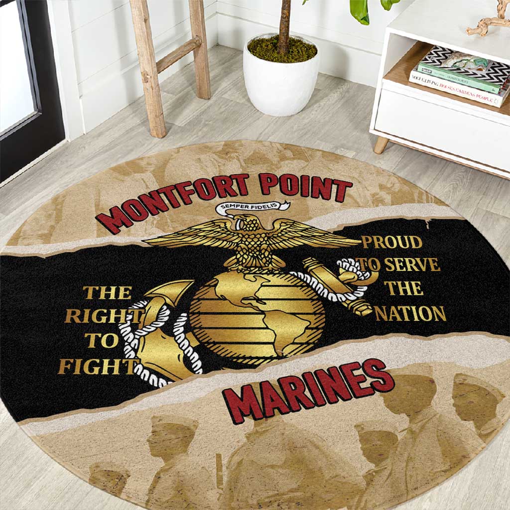 Montfort Point Marines Round Carpet African American First To Fight Prejudice
