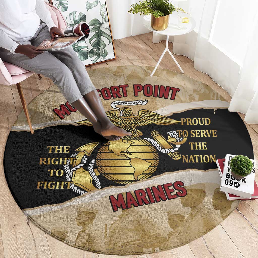 Montfort Point Marines Round Carpet African American First To Fight Prejudice