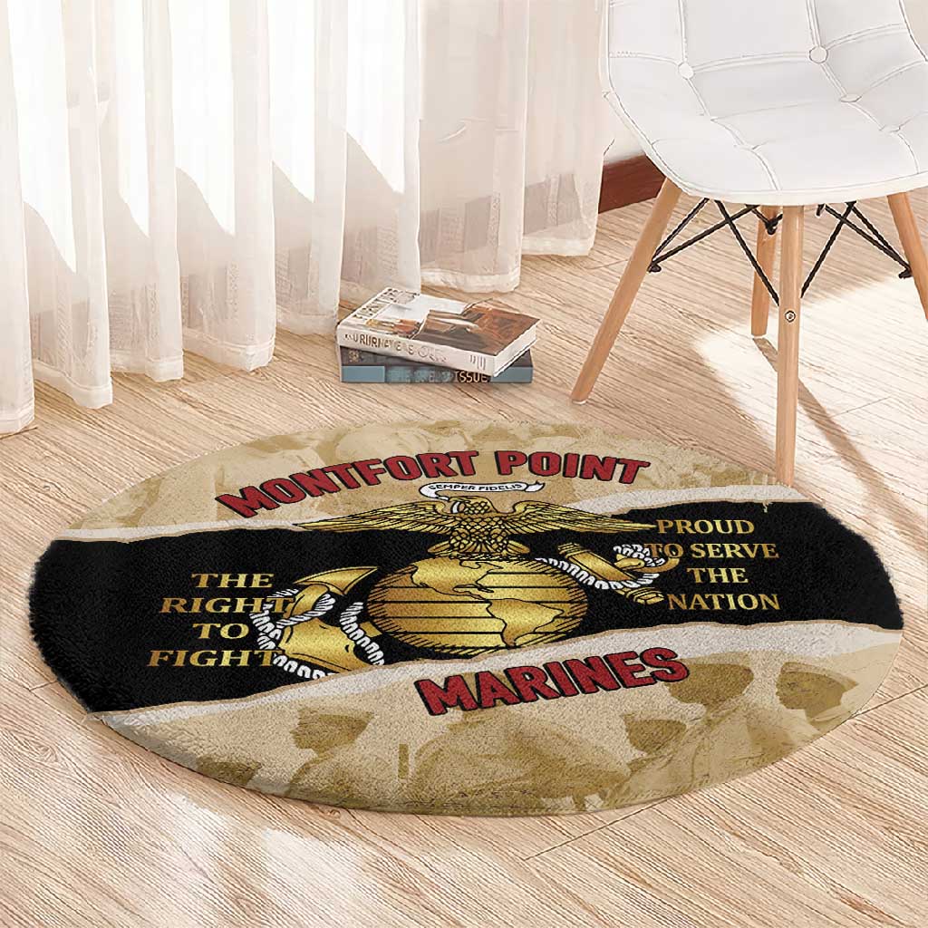 Montfort Point Marines Round Carpet African American First To Fight Prejudice