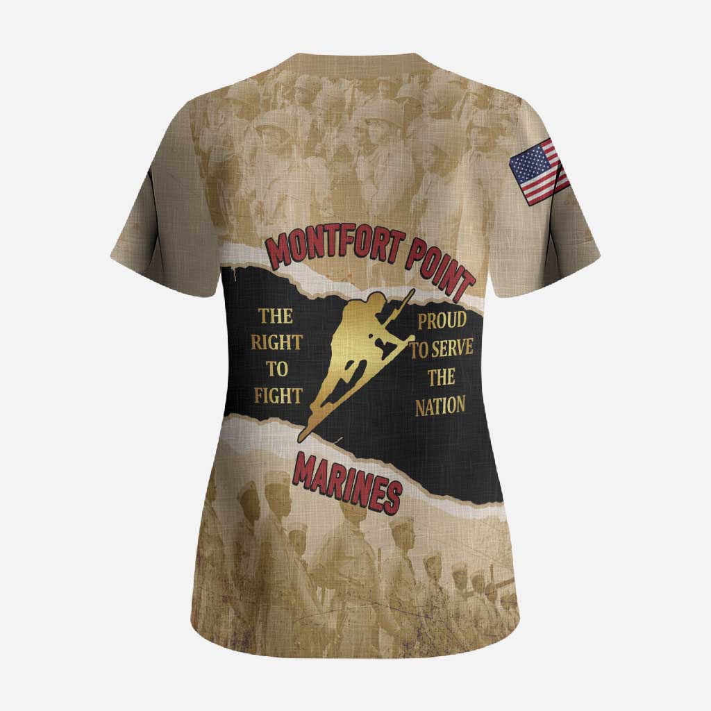 Montfort Point Marines Scrub Top African American First To Fight Prejudice