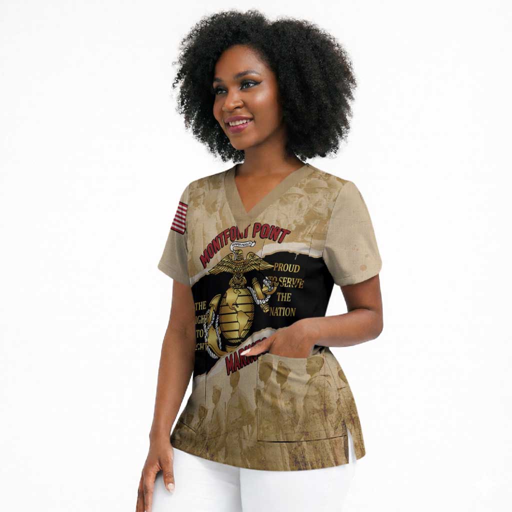 Montfort Point Marines Scrub Top African American First To Fight Prejudice