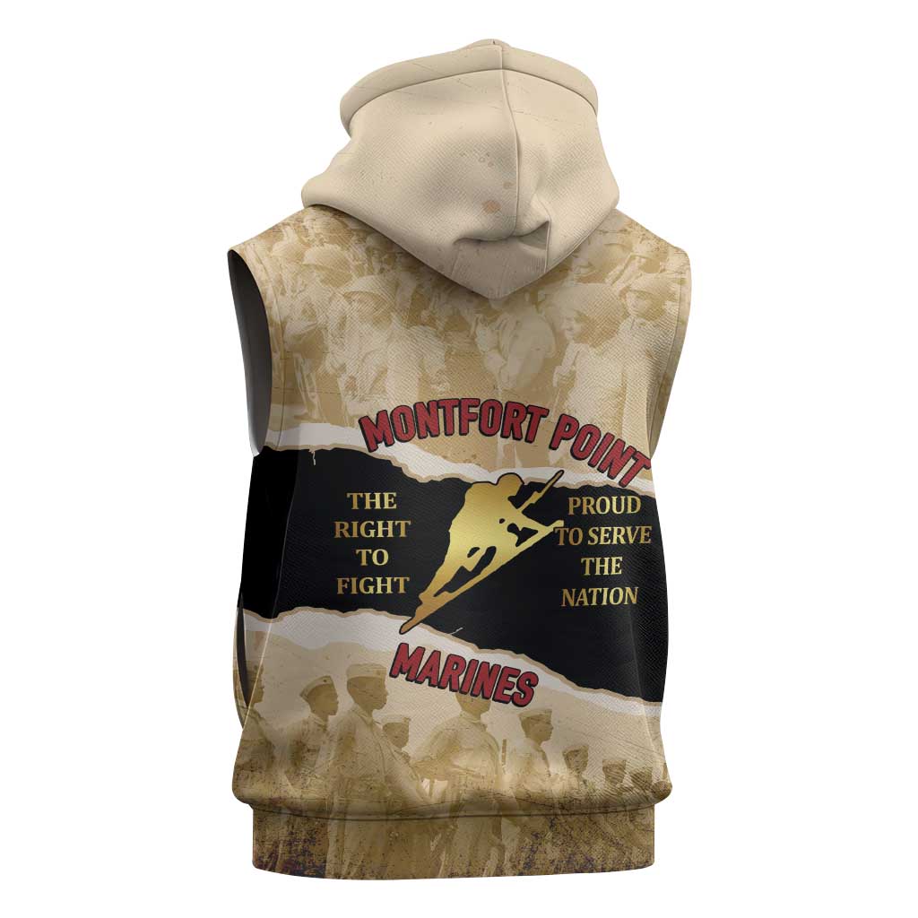 Montfort Point Marines Sleeveless Zip Hoodie African American First To Fight Prejudice