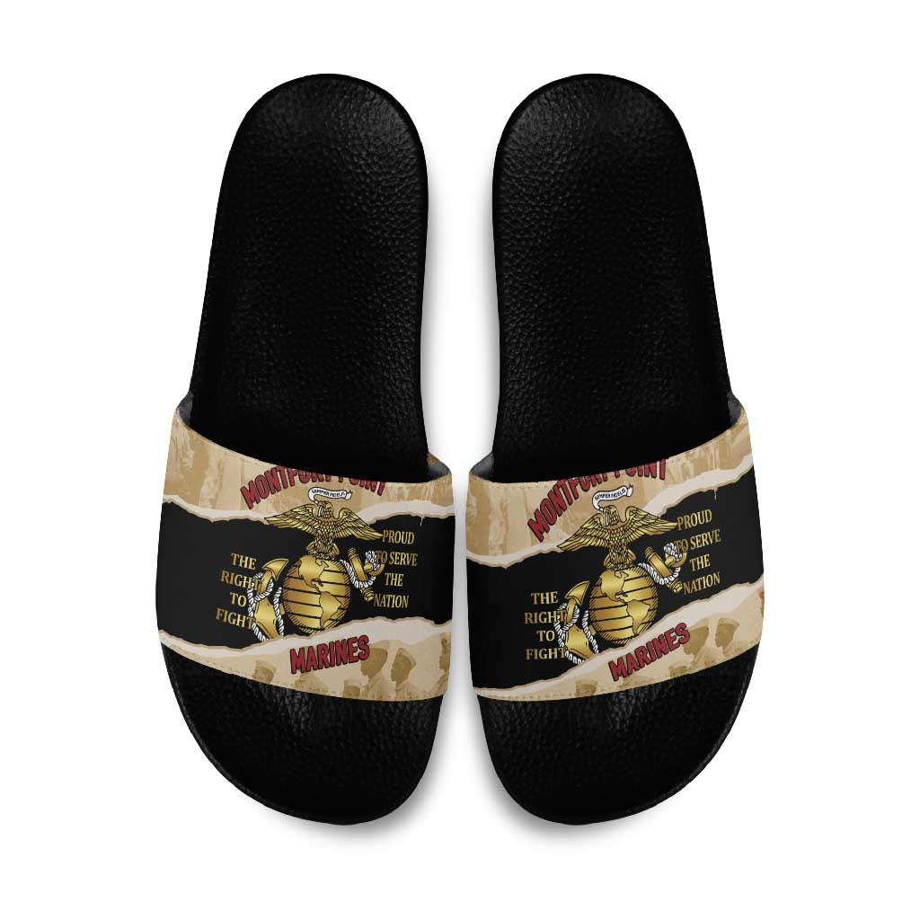 Montfort Point Marines Slide Sandals African American First To Fight Prejudice