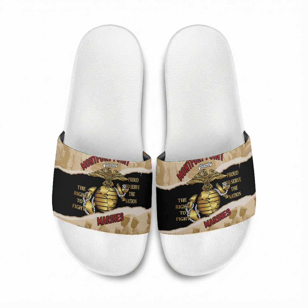 Montfort Point Marines Slide Sandals African American First To Fight Prejudice