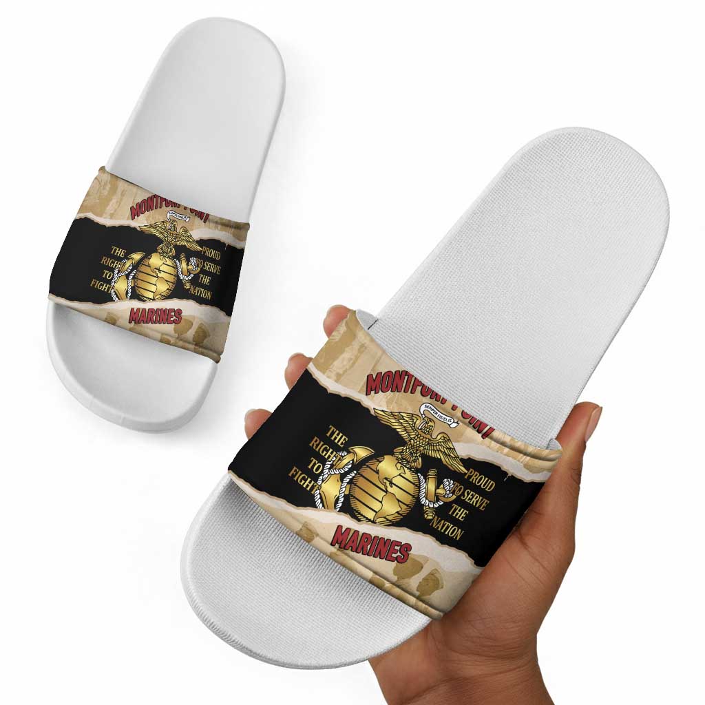 Montfort Point Marines Slide Sandals African American First To Fight Prejudice
