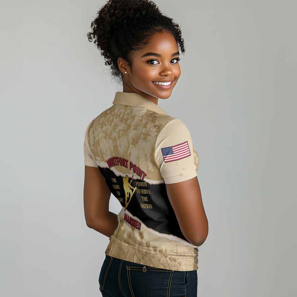 Montfort Point Marines Women Polo Shirt African American First To Fight Prejudice