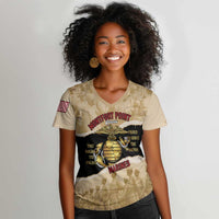 Montfort Point Marines Women V-Neck T-Shirt African American First To Fight Prejudice