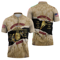 Montfort Point Marines Zipper Polo Shirt African American First To Fight Prejudice