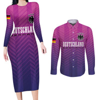 Germany Football Couples Matching Long Sleeve Bodycon Dress and Long Sleeve Button Shirt Nationalelf Pink Revolution LT7 - Wonder Print Shop