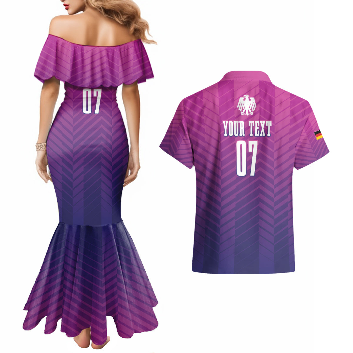 Germany Football Couples Matching Mermaid Dress and Hawaiian Shirt Nationalelf Pink Revolution LT7 - Wonder Print Shop