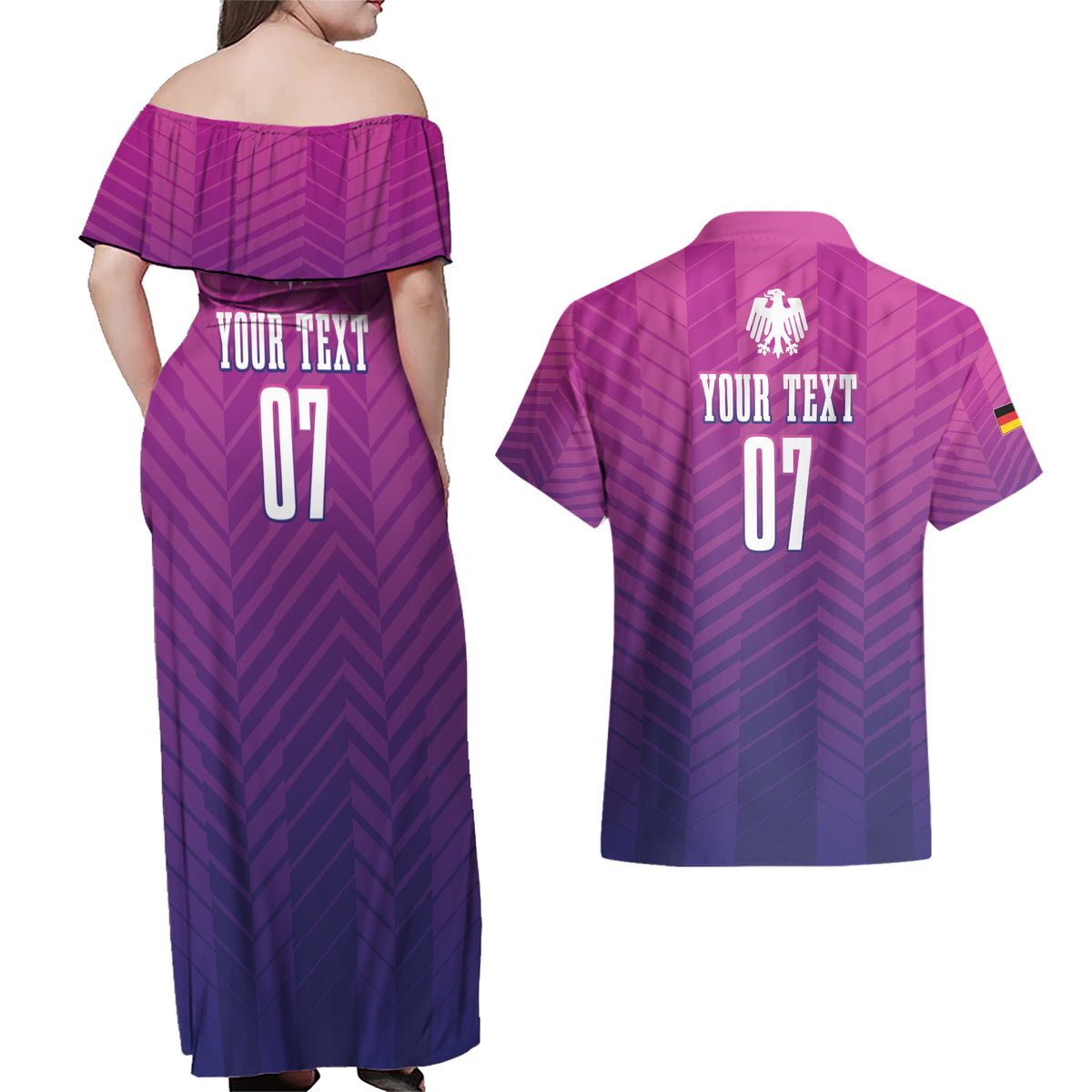 Germany Football Couples Matching Off Shoulder Maxi Dress and Hawaiian Shirt Nationalelf Pink Revolution LT7 - Wonder Print Shop