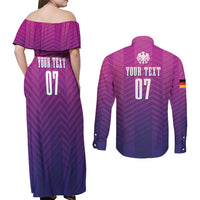 Germany Football Couples Matching Off Shoulder Maxi Dress and Long Sleeve Button Shirt Nationalelf Pink Revolution LT7 - Wonder Print Shop