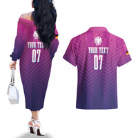 Germany Football Couples Matching Off The Shoulder Long Sleeve Dress and Hawaiian Shirt Nationalelf Pink Revolution LT7 - Wonder Print Shop