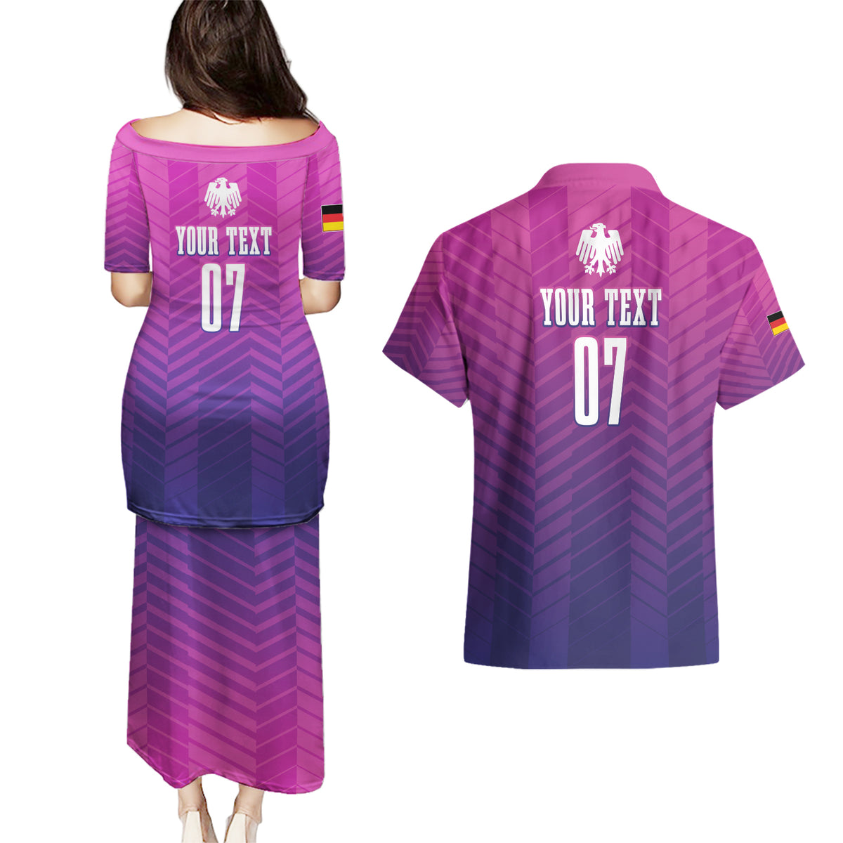 Germany Football Couples Matching Puletasi and Hawaiian Shirt Nationalelf Pink Revolution LT7 - Wonder Print Shop