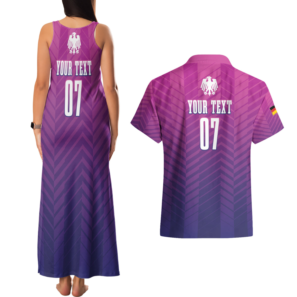 Germany Football Couples Matching Tank Maxi Dress and Hawaiian Shirt Nationalelf Pink Revolution LT7 - Wonder Print Shop