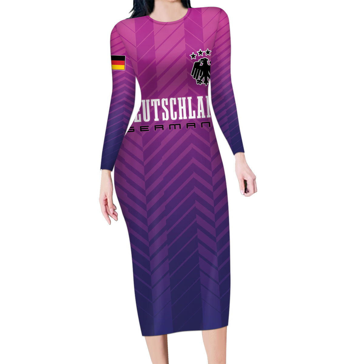 Germany Football Family Matching Long Sleeve Bodycon Dress and Hawaiian Shirt Nationalelf Pink Revolution LT7 - Wonder Print Shop