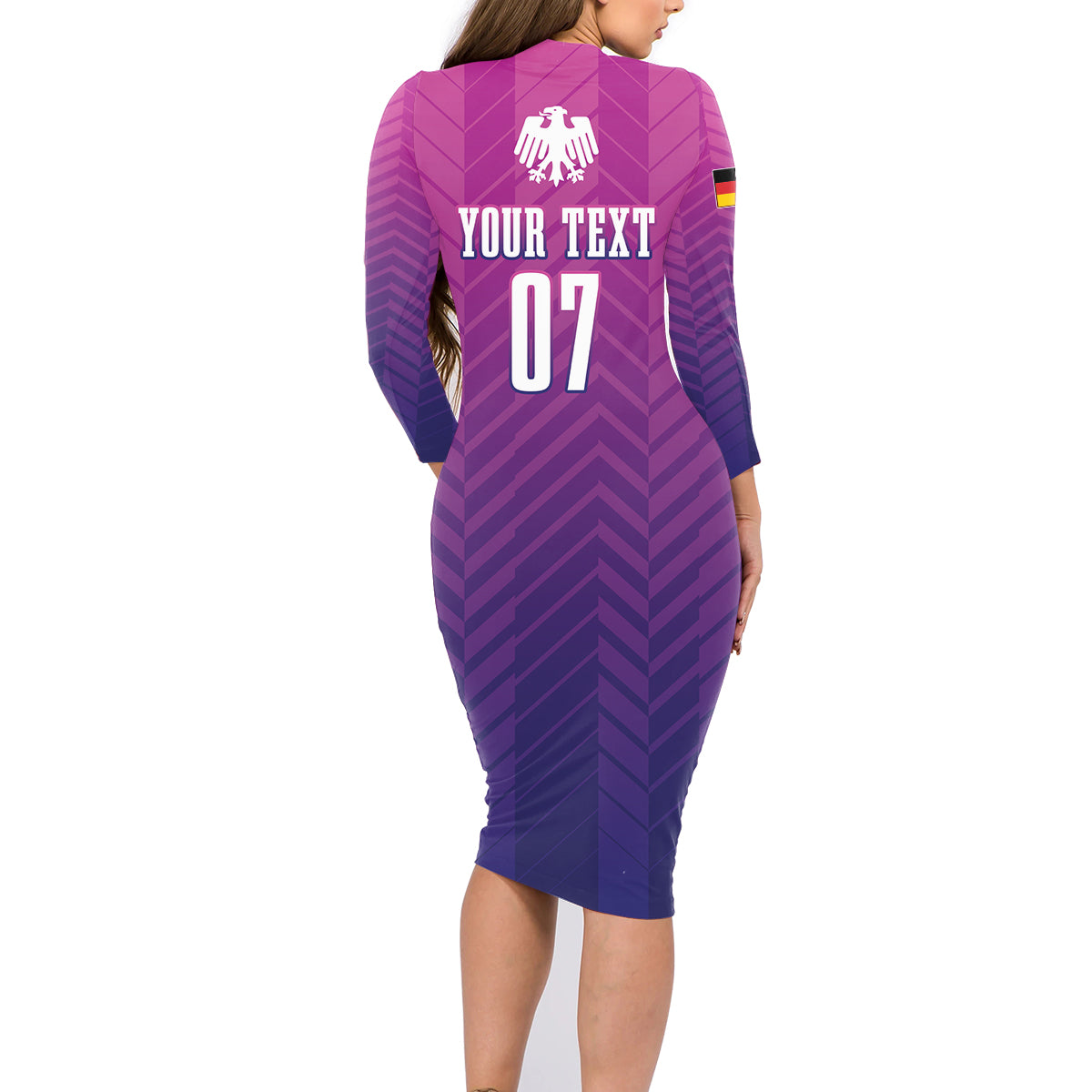 Germany Football Family Matching Long Sleeve Bodycon Dress and Hawaiian Shirt Nationalelf Pink Revolution LT7 - Wonder Print Shop