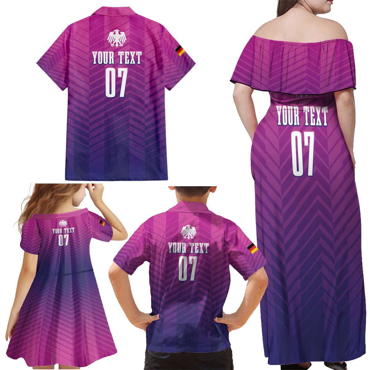 Germany Football Family Matching Off Shoulder Maxi Dress and Hawaiian Shirt Nationalelf Pink Revolution LT7 - Wonder Print Shop