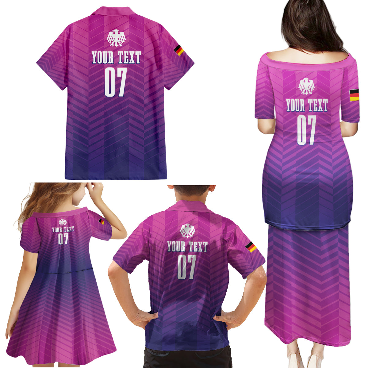 Germany Football Family Matching Puletasi and Hawaiian Shirt Nationalelf Pink Revolution - Wonder Print Shop