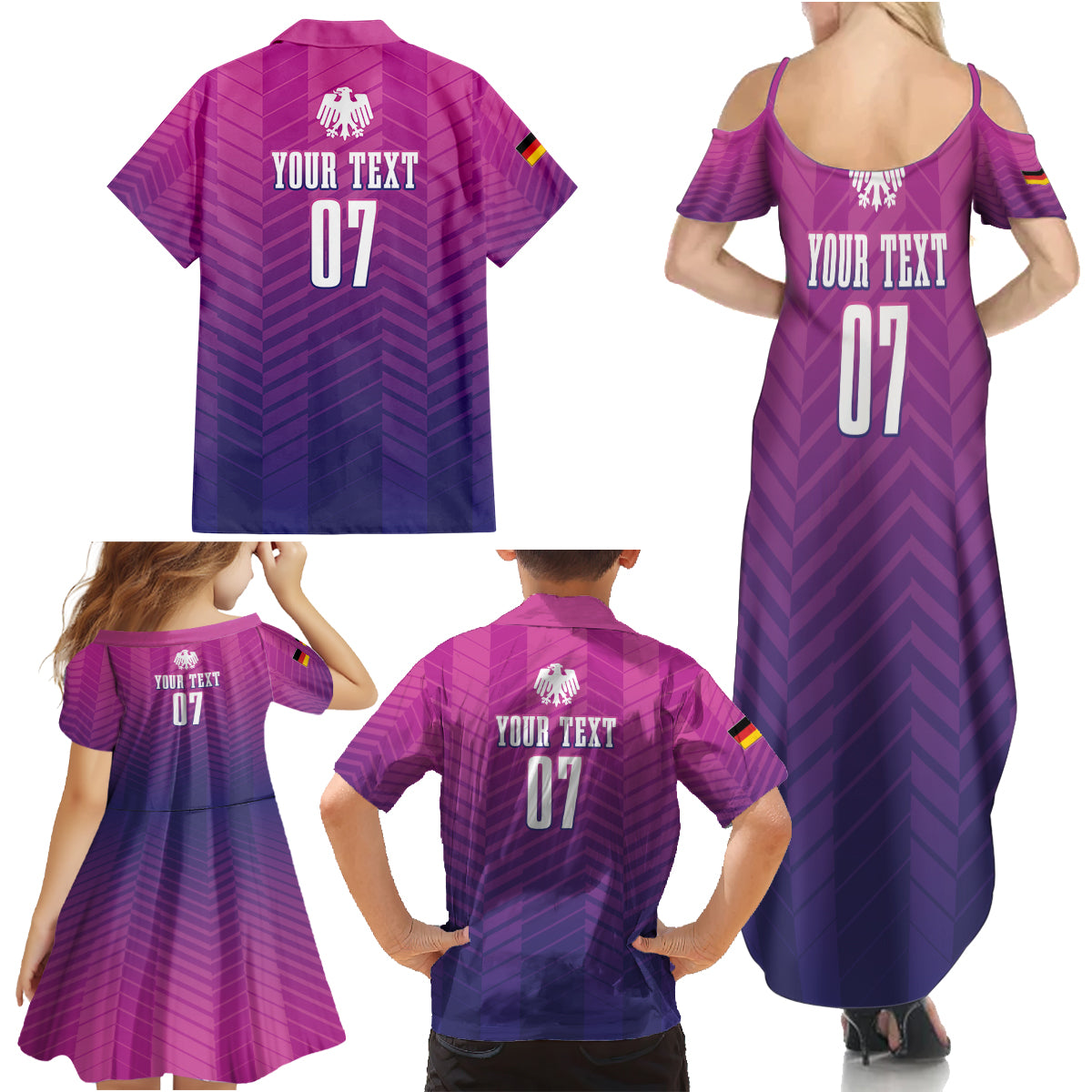 Germany Football Family Matching Summer Maxi Dress and Hawaiian Shirt Nationalelf Pink Revolution - Wonder Print Shop