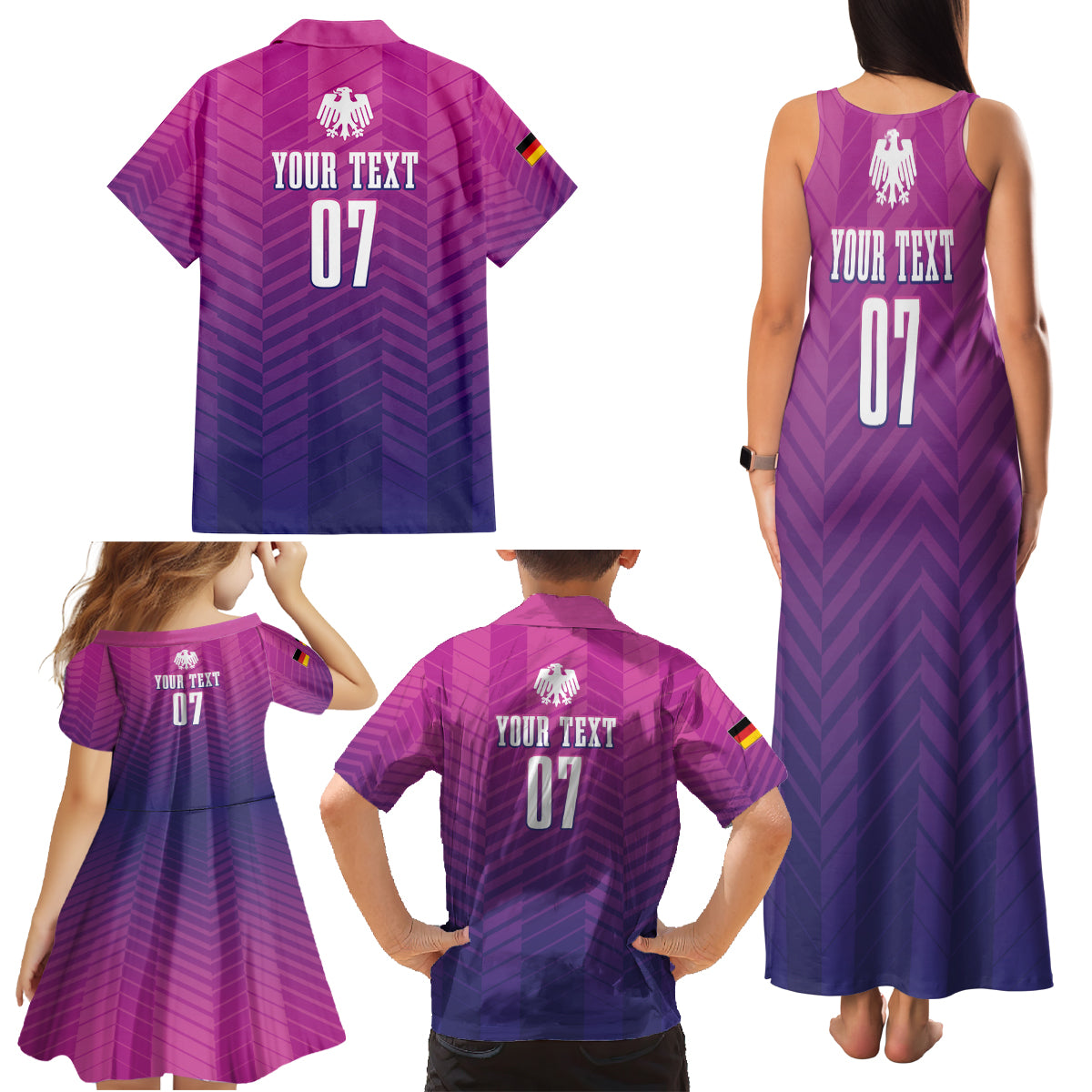 Germany Football Family Matching Tank Maxi Dress and Hawaiian Shirt Nationalelf Pink Revolution - Wonder Print Shop