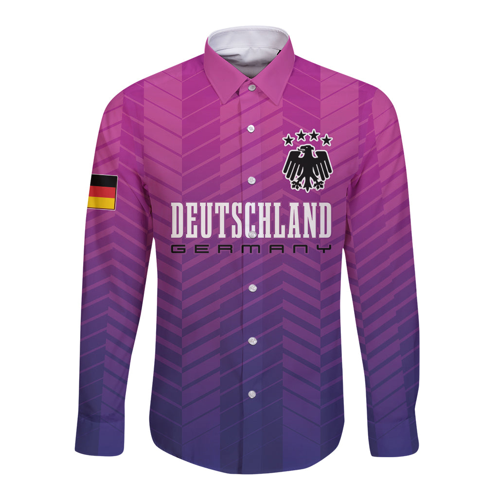 Germany Football Long Sleeve Button Shirt Nationalelf Pink Revolution - Wonder Print Shop