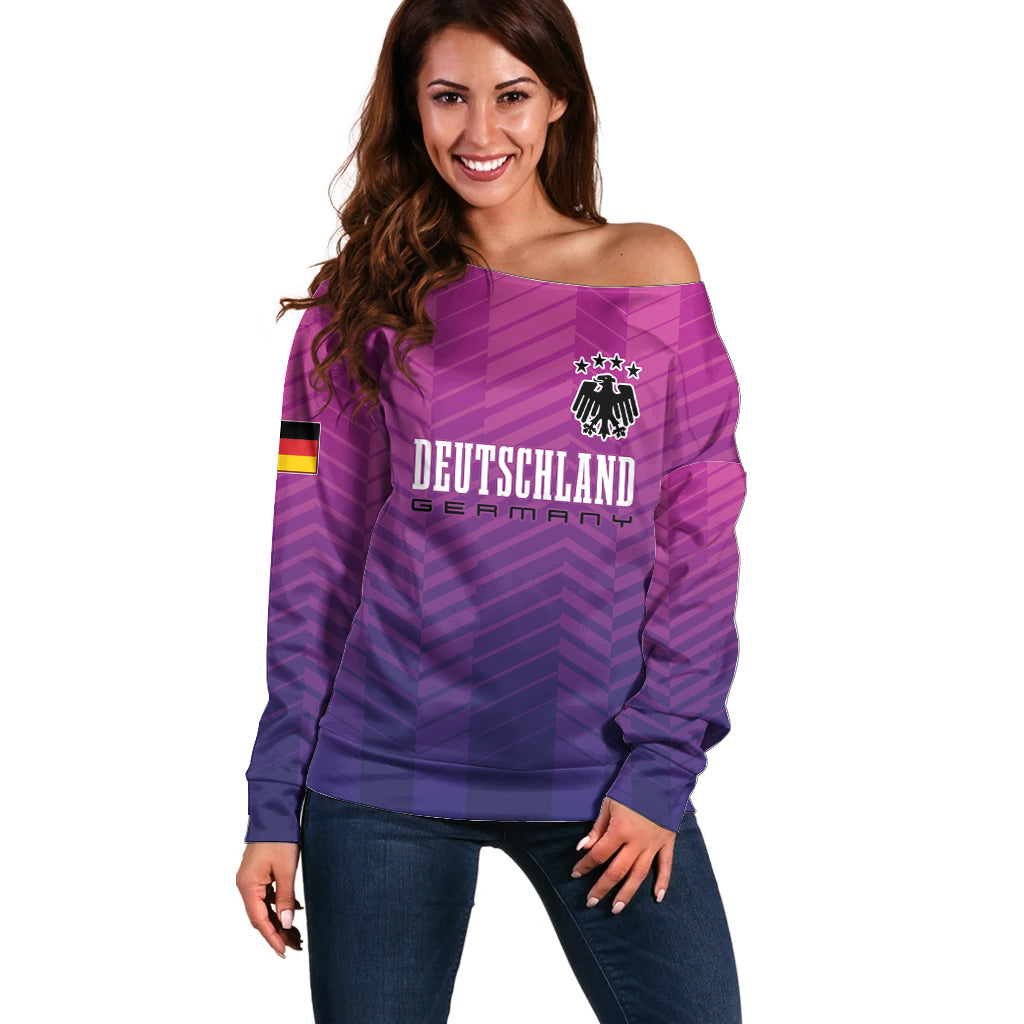 Germany Football Off Shoulder Sweater Nationalelf Pink Revolution - Wonder Print Shop