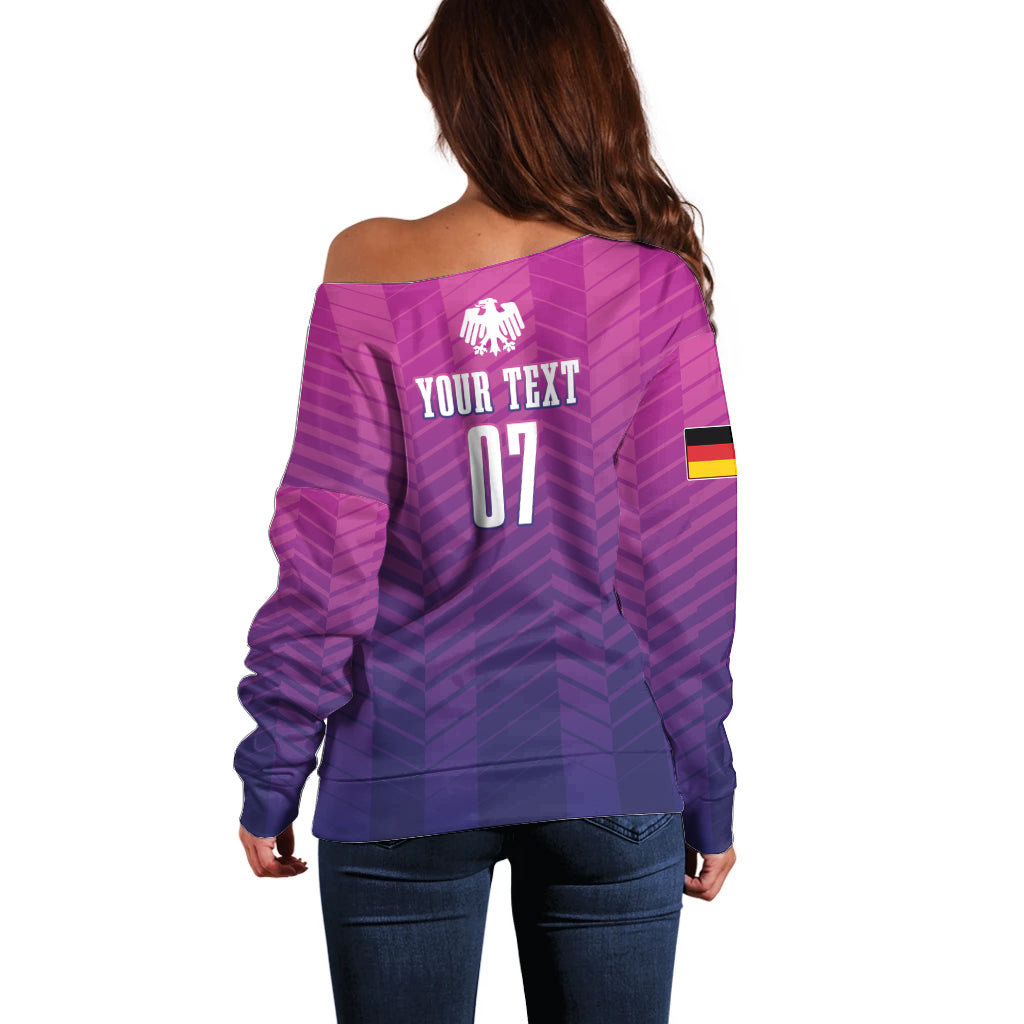 Germany Football Off Shoulder Sweater Nationalelf Pink Revolution - Wonder Print Shop