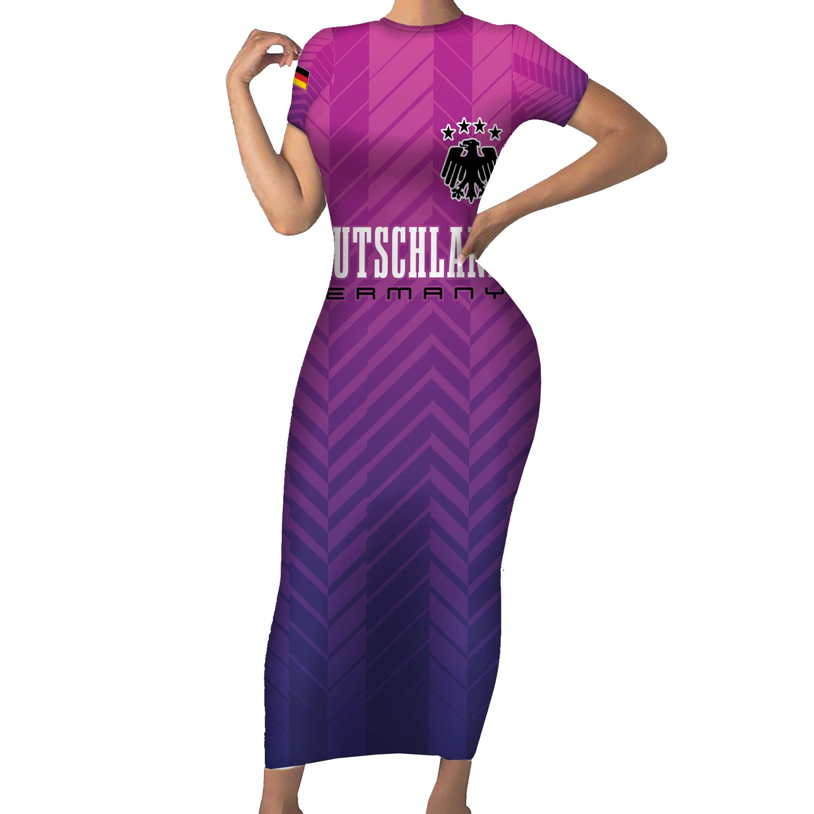 Germany Football Short Sleeve Bodycon Dress Nationalelf Pink Revolution - Wonder Print Shop