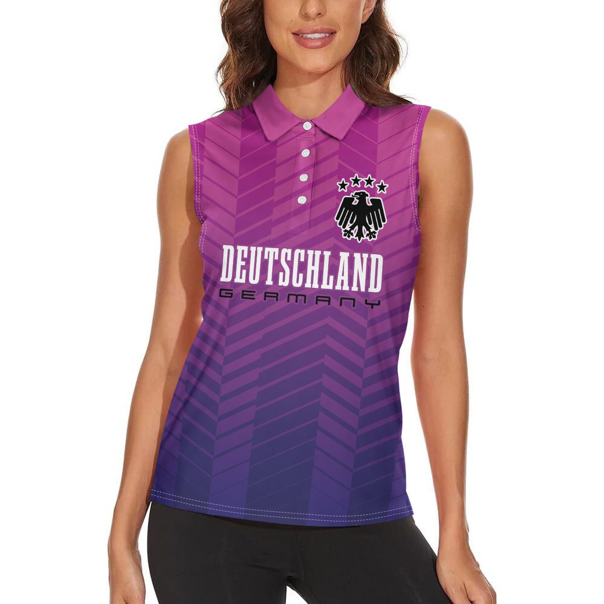 Germany Football Women Sleeveless Polo Shirt Nationalelf Pink Revolution - Wonder Print Shop