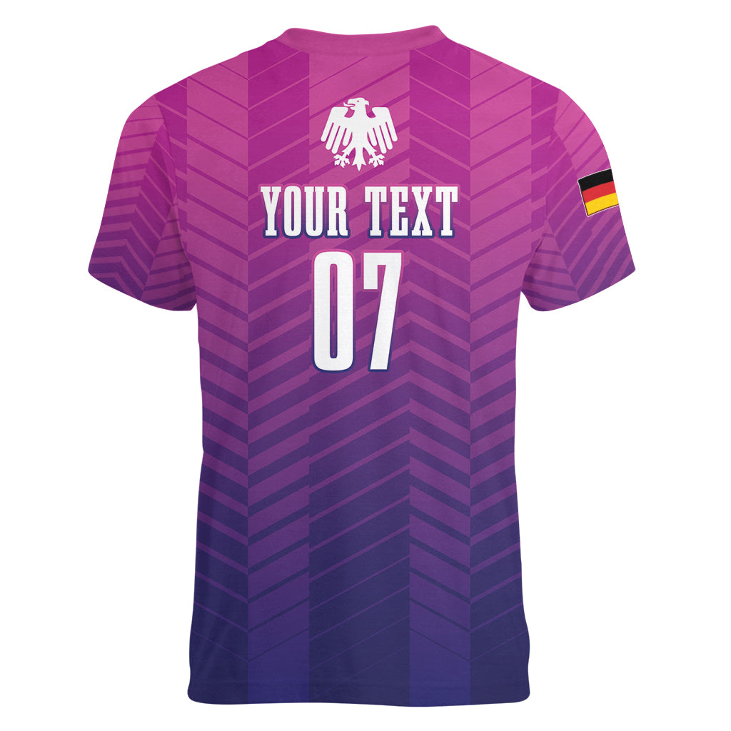 Germany Football Women V-Neck T-Shirt Nationalelf Pink Revolution - Wonder Print Shop