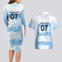 Argentina Rugby Los Pumas Custom Couples Matching Long Sleeve Bodycon Dress and Hawaiian Shirt Traditional Colors - Wonder Print Shop