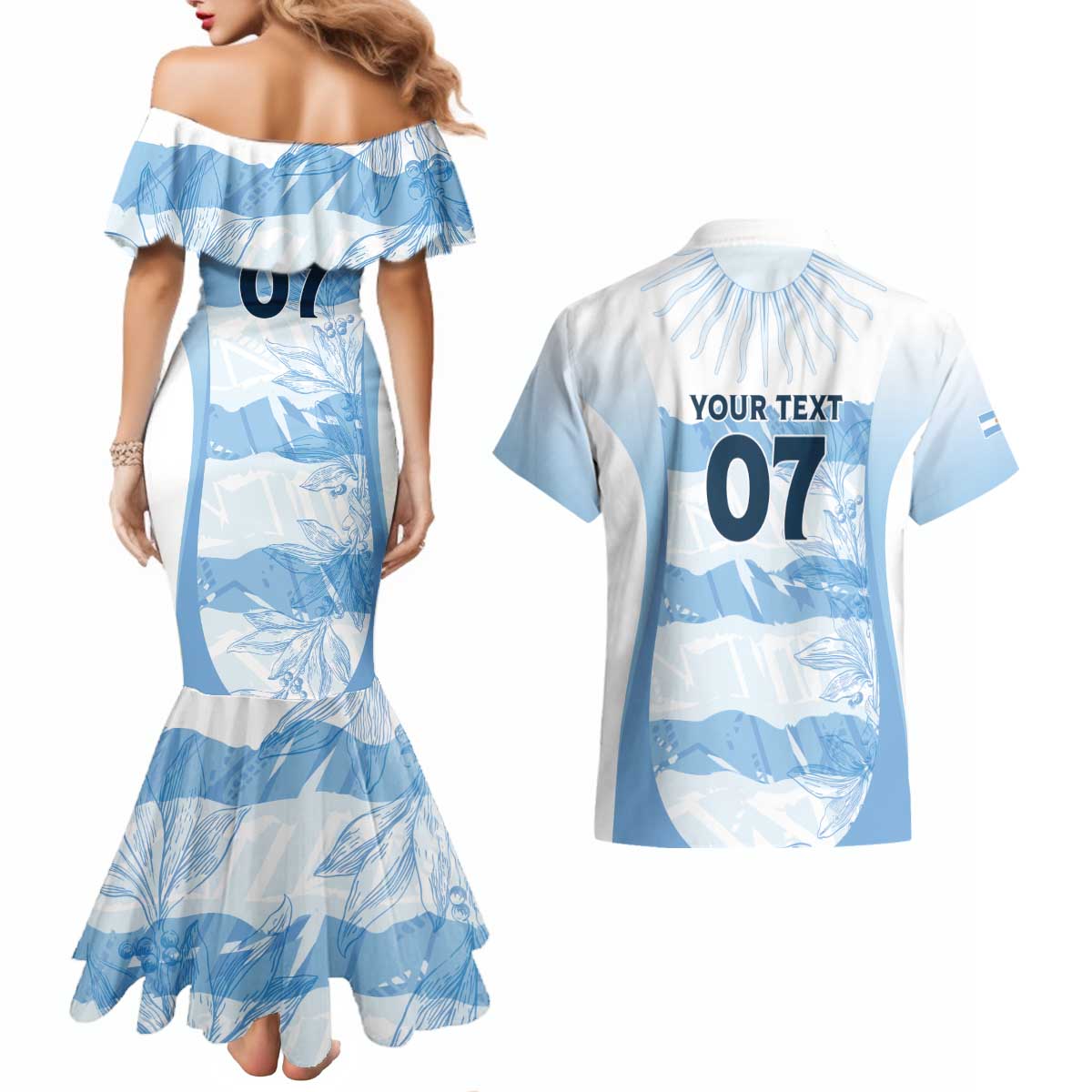Argentina Rugby Los Pumas Custom Couples Matching Mermaid Dress and Hawaiian Shirt Traditional Colors - Wonder Print Shop