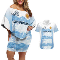 Argentina Rugby Los Pumas Custom Couples Matching Off Shoulder Short Dress and Hawaiian Shirt Traditional Colors - Wonder Print Shop