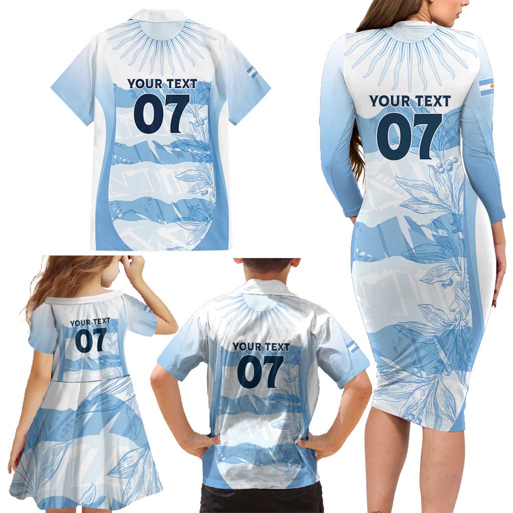 Argentina Rugby Los Pumas Custom Family Matching Long Sleeve Bodycon Dress and Hawaiian Shirt Traditional Colors - Wonder Print Shop