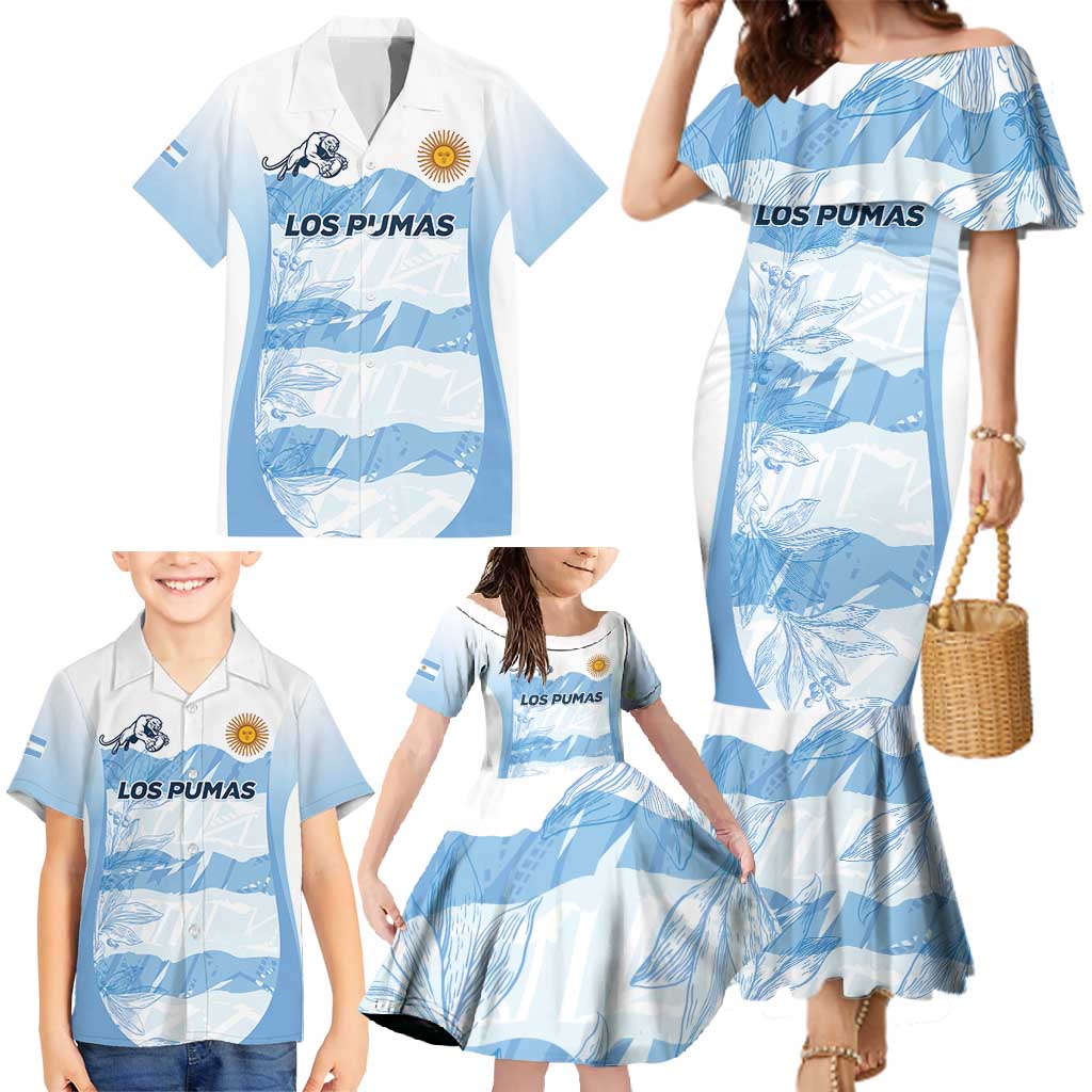 Argentina Rugby Los Pumas Custom Family Matching Mermaid Dress and Hawaiian Shirt Traditional Colors - Wonder Print Shop