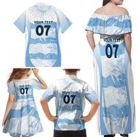 Argentina Rugby Los Pumas Custom Family Matching Off Shoulder Maxi Dress and Hawaiian Shirt Traditional Colors - Wonder Print Shop